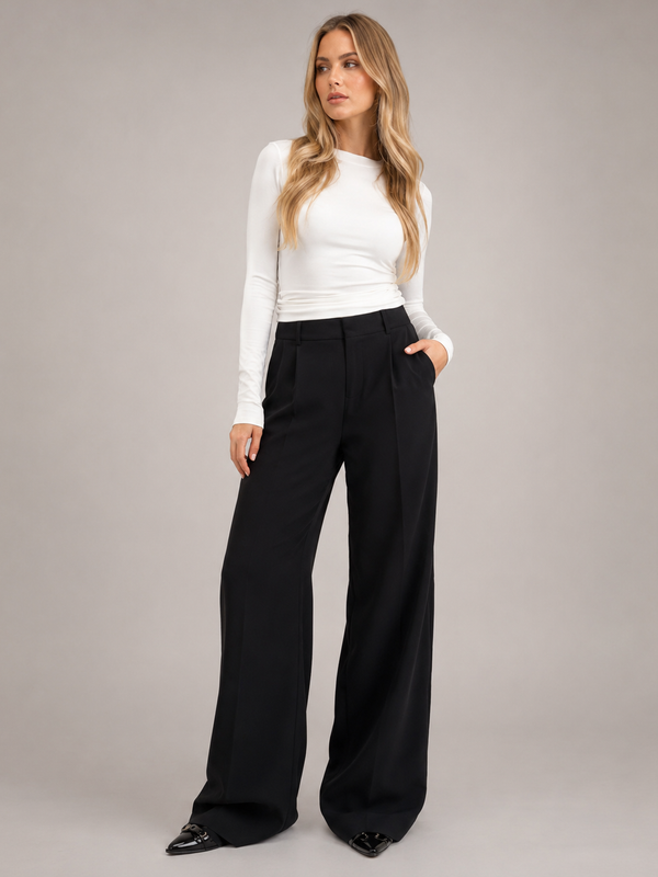 Clara — Wide-Leg Tailored Trousers